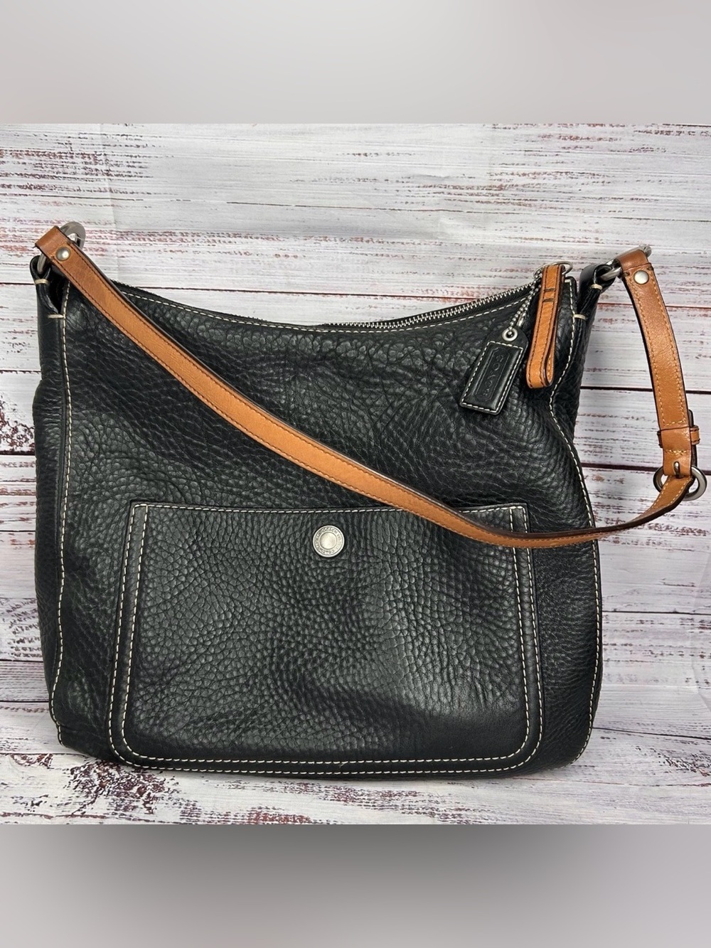 VINTAGE Coach Chelsea C0782-F10891 Black Pebbled Leather Hobo Shoulder Bag Purse